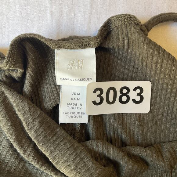 H&M Women Midi Dress M Olive Tank Dress Sleeveless Stretchy - Picture 2 of 8